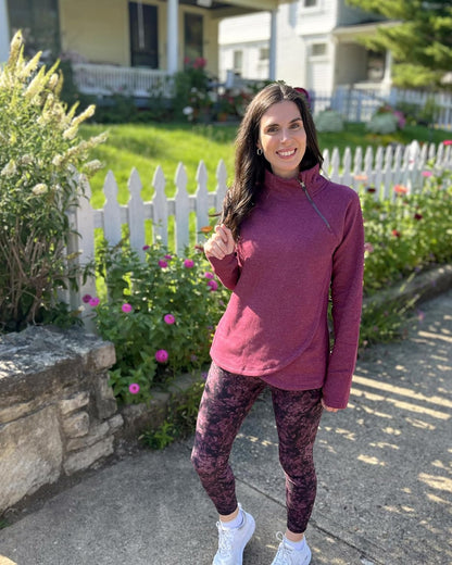 Activewear Women'S Fleece Sweatshirt Fashion Pullover with Pockets, Zip Mock Neck and Thumb Holes
