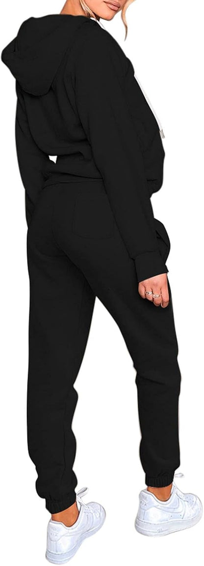 Womens Fall Tracksuit Zip up Hoodie and Sweatpants Set 2 Pieces Sweatsuits Jogger Sets with Pockets